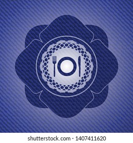 restaurant icon inside denim background