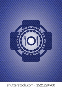 restaurant icon inside denim background