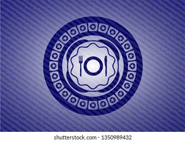 restaurant icon inside emblem with denim high quality background