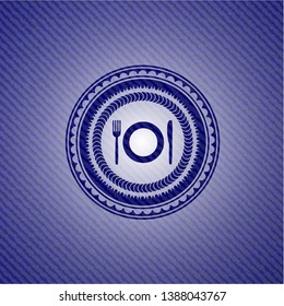 restaurant icon inside emblem with jean high quality background