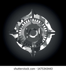 restaurant icon inside grey camo texture