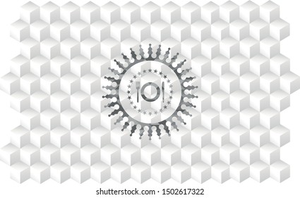 restaurant icon inside grey emblem. Vintage with geometric cube white background