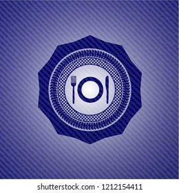 restaurant icon inside jean background