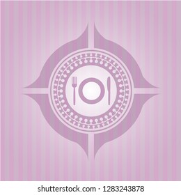 restaurant icon inside pink icon or emblem
