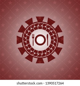restaurant icon inside red icon or emblem