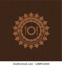 restaurant icon inside retro style wood emblem