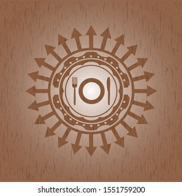 restaurant icon inside retro style wood emblem
