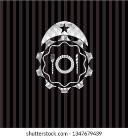 restaurant icon inside silver shiny emblem