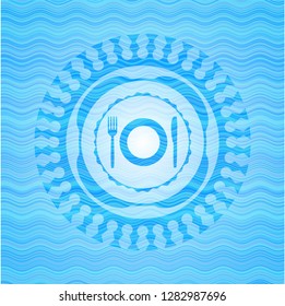 restaurant icon inside water wavec oncept emblem.