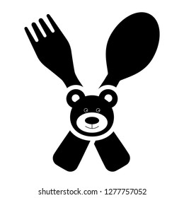 restaurant icon, logo. kids menu icon. food black vector