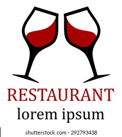 restaurant icon for menu background with two glass clink