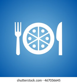 Restaurant Icon on blue color. 