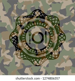 restaurant icon on camo pattern