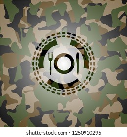 restaurant icon on camouflaged pattern