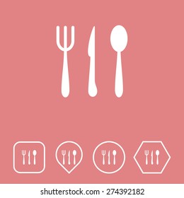 Restaurant Icon on Flat UI Colors with Different Shapes. Eps-10.
