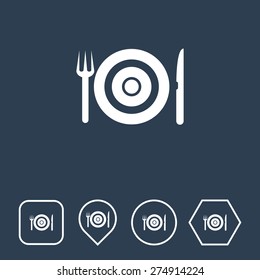 Restaurant Icon On Flat UI Colors With Different Shapes. Eps-10.