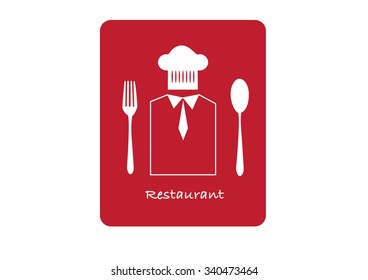 Restaurant icon on red background, vector illustrations