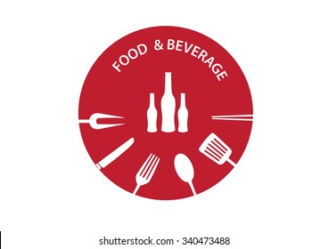 Restaurant icon on red background, vector illustrations