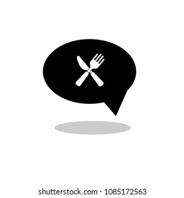 restaurant icon on speech bubble, vector illustration