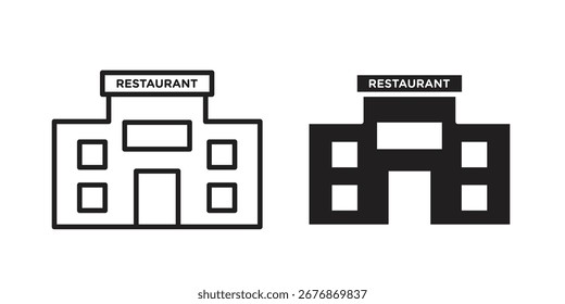 Restaurant icon on white background. icon set in black outline and fill