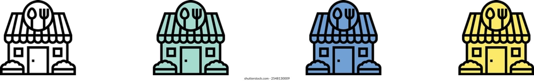 restaurant icon. Outline, Green, Blue and Yellow Style Design Isolated On White Background