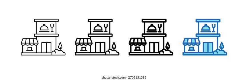 Ilustración vectorial de estilo de contorno de icono de restaurante