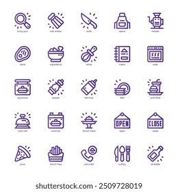 Restaurant icon pack for your website, mobile, presentation, and logo design. Restaurant icon basic line gradient design. Vector graphics illustration and editable stroke.