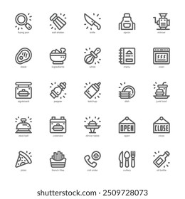Restaurant icon pack for your website, mobile, presentation, and logo design. Restaurant icon outline design. Vector graphics illustration and editable stroke.