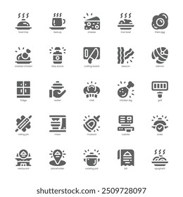 Paquete de iconos de restaurante para su Sitio web, móvil, presentación y diseño de logotipo. Diseño de glifo de icono de restaurante. Ilustración gráfica de Vector y trazo editable.