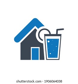 Restaurant Icon. Pizza house, burger shop, juice bar, pasta, online order, fast food icon.