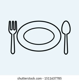 Restaurant icon plate icon flat style illustration