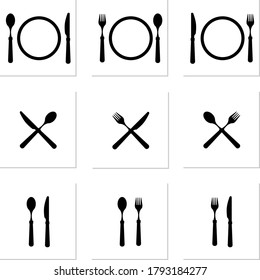 Restaurant Icon, Plate, spoon, fork, food menu Vector art Illustration