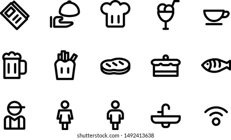 restaurant icon set 32x32 pixel perfect