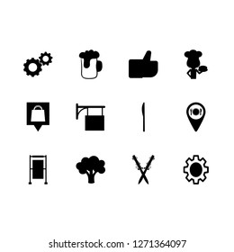 restaurant icon set about apron, salad, settings and coffee shop vector set
