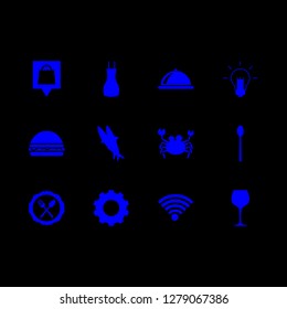 restaurant icon set about restoraunt, crab, shopping pin and lampa vector set