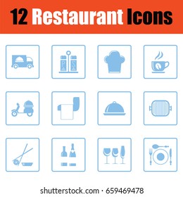 Restaurant icon set. Blue frame design. Vector illustration.