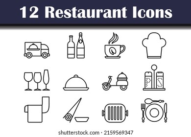 Restaurant Icon Set. Bold outline design with editable stroke width. Vector Illustration.