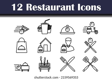 Restaurant Icon Set. Bold outline design with editable stroke width. Vector Illustration.