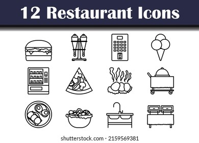 Restaurant Icon Set. Bold outline design with editable stroke width. Vector Illustration.