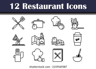 Restaurant Icon Set. Bold outline design with editable stroke width. Vector Illustration.