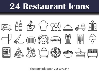 Restaurant Icon Set. Bold outline design with editable stroke width. Vector Illustration.