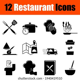 Restaurant Icon Set. Cute and Smooth Glyph Design. Fully editable vector illustration. Text expanded.