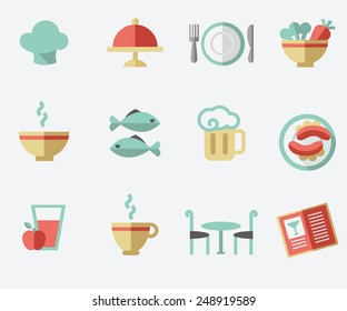 Restaurant Icon Set, Flat Design