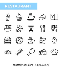 Restaurant Icon Set, Line Color Icon Style