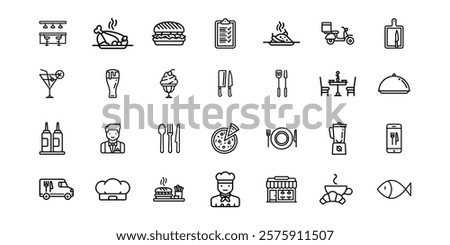 restaurant icon, icon set, mega pack, vector icon, resizable icon