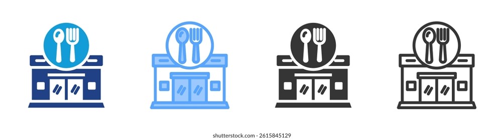 Restaurant icon set multiple style collection