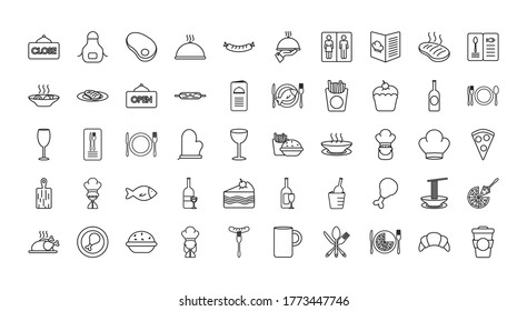 Restaurant-Symbol auf weißem Hintergrund, Linienführung, Vektorgrafik