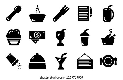 restaurant icon set with perfect solid style
