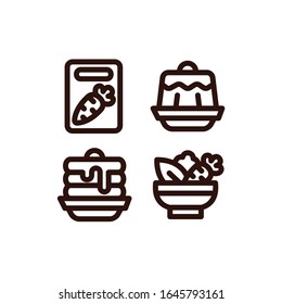 Icono Restaurante Con Ensalada, Tablero, Pancakes & Pancakes, Ilustraciones Vectoriales.