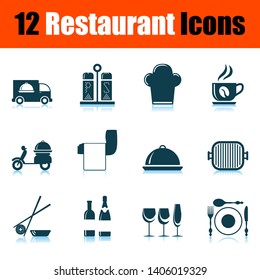 Restaurant Icon Set. Shadow Reflection Design. Vector Illustration.